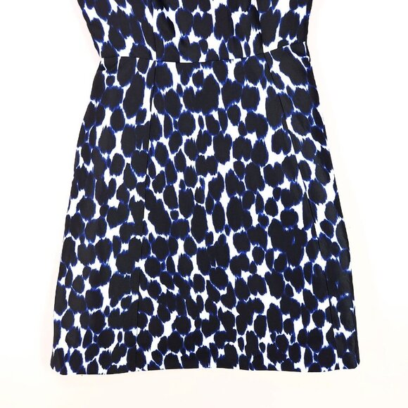 Kate Spade New York Dress Size 2 Mini Fit Flare Blue Leopard Print Pockets - Picture 9 of 12